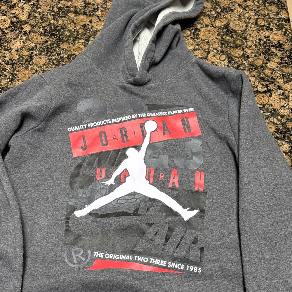 Jordan Gray and Red Graphic Hoodie for Boys